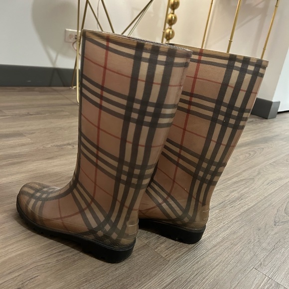 Burberry Rubber Mid-Calf Rain Boots - Check Print - Picture 2 of 6